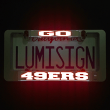 Load image into Gallery viewer, Go-49ers-Lumisign-license-plate-frame-main-picture-night
