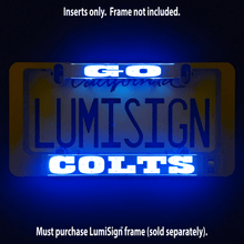 Load image into Gallery viewer, Go-Colts-LumiSign-Iluuminated-License-Plate-Frame-Main-Black-Picture
