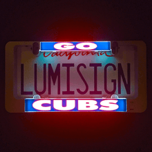 Load image into Gallery viewer, Go-Cubs-LumiSign-License-Plate-Main-Night-Picture
