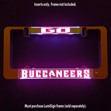 Load image into Gallery viewer, LumiSign-Go-Buccaneers-Bucs-Illuminated-License-Plate-Frame-Swatch
