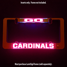 Load image into Gallery viewer, LumiSign-Go-Cardinals-Auto-Illuminated-License-Plate-Main-Black-Night-Swatch
