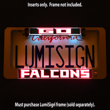 Load image into Gallery viewer, LumiSign-Go-Falcons-Illuminated-License-Plate-Frame-Main-Night
