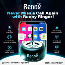 Load image into Gallery viewer, RENNY - The Loud Cell Phone Ringer, Amplifier &amp; Flasher for The Hearing Impaired (117dB) | Auto-Connects Wirelessly via Bluetooth | External Built-In Ringtones | Text &amp; Email Notifications | Talking Caller ID
